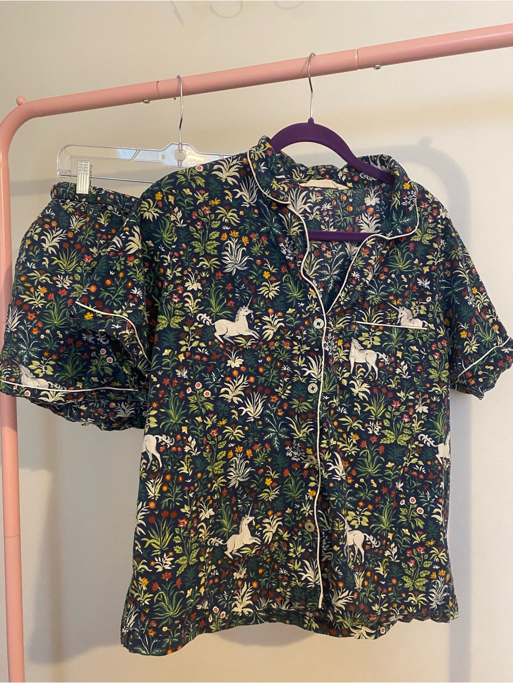 Printfresh Navy Floral Unicorn Pajama Set